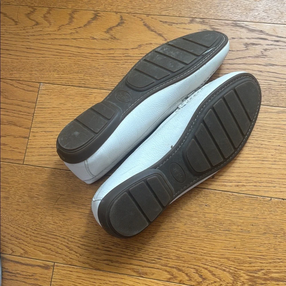 Coach White Leather Women's Driving Loafers with Silver Accent - Picture 2 of 8
